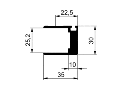 Profil Hecktür 25/35 einf. 35 Rille