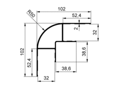 Eckprofil R50 für Platte 30mm