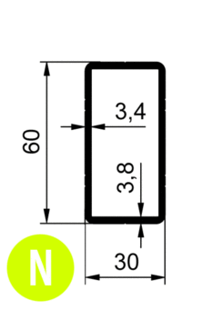 Profile 60x30x3,4 mit Rille