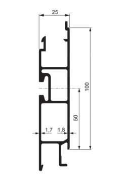 Mittelprofil Eurolock 100mm Airline al