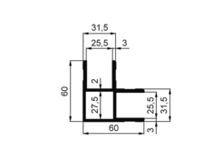 Profil L 25x60x60mm elox