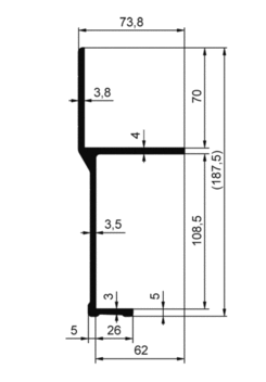 Box siding profile 108 anodized