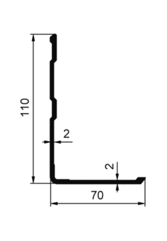 External profile L 110x70 mm, Anodized