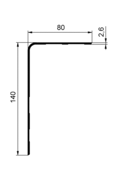 External profile L140x80mm, anodized