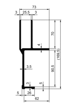 Box siding profile 90/25mm, anodized