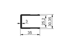 Edging profile U, anodized