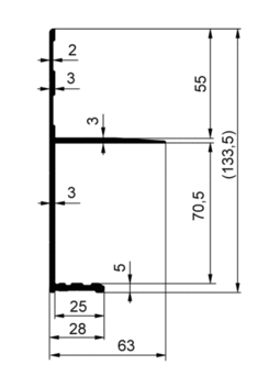 Profil obvodový skříně 70mm elox