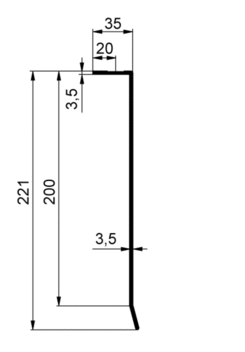 Profil przedniej blachy 221 anoda