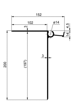 CS portal profile, 200mm outer, anodized