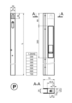 Lock without flange SAFEGRIP/500, P, anod.