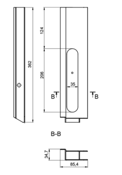 Lock with flange EUROCLIP 350 AG L anod