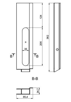 Lock with flange EUROCLIP 350 AG P anod