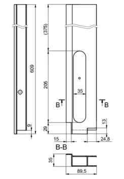 Euroclip lock with flange 600 AG L, anod