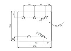 Board 150x135x6 special drilling 5holes