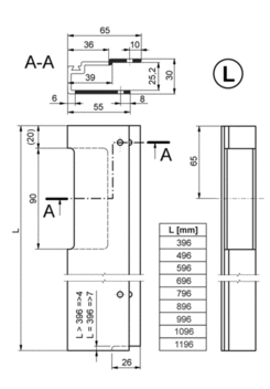 Einfasspr.U f.Dicht.681S/1 400mm L, elox