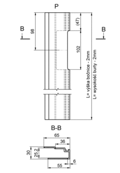 Profil zakończ.otwarty frez.,800mm P, an.