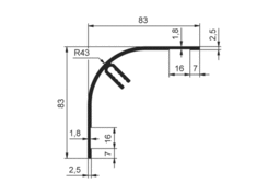 Vertical outter roof profile, anodized