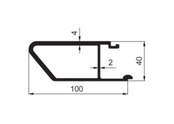 Profil sklápěče spodní 100x40mm elox