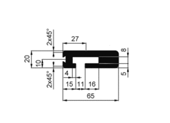 Profil lemovací pre sklápače 65x20mm