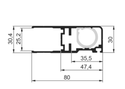 Door perimeter profile, anodized