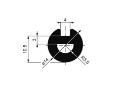 Scharnierprofil o14mm Stange Al