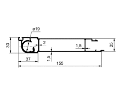 Hinge profile for doors 25/35/155, anodi