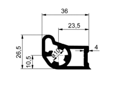 ALU rear door hinge profile 2016, anod