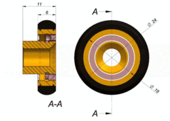 Wheel o25x11 steel nylon