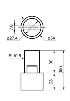 Bottom end cap for CS 9999200-27, ribbed