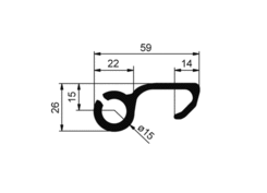 Side profile CS with hook, 3300mm