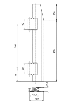 Rear door hinge 400mm L anod.