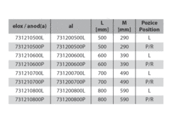 Rear door hinge 500mm R anod.