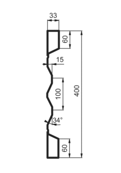 Burta stal. P400/33/33 2FS, 2.0mm