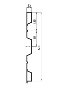 Side profile, steel, PDL-I 500/33/33 TS-2