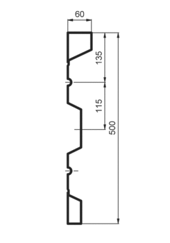 Burta stal. P500/60/33 TS, 2.0mm