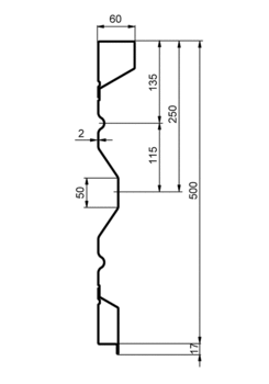 Prof.bočnice oceľ PDL-A 500/60/33/FS 2,0