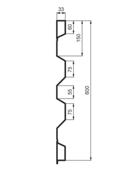 Burta stal. PDL-I 600/33/33 2TS/FS,2.0mm