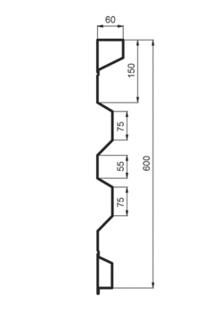 Burta stal. PDL-I 600/60/33 2TS/FS,2.0mm