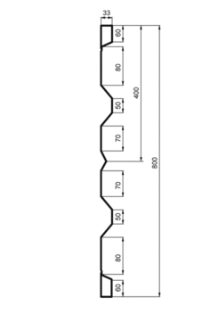 Profil bočnice P 800/33/33 2FSVS, 2,0 mm