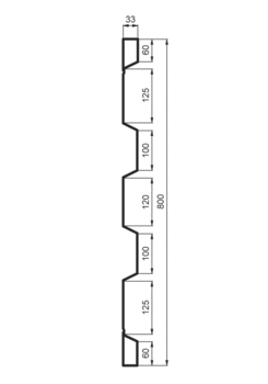 Burta stal. P800/33/33 2TS, 2.5mm