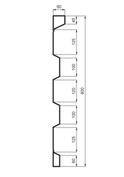 Burta stal. P800/60/33 2TS, 2.5mm