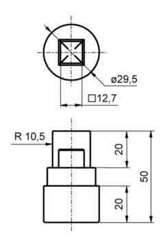 Einsatz Spannrohr unt.27mm 4kant. Dif.Zn