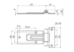 Zawias boczny 131mm nierdz.