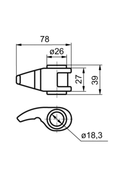 Cam of rear door retainer 18mm geomet