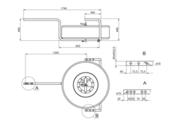 Holder for spare tire 385/65 R22,5 Zn+PU
