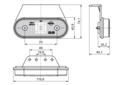 Světlo LED oranž.12/24V, Snap-in, 0,5m