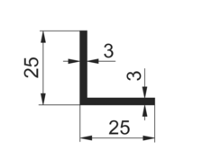 L 25x25x3mm