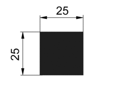 Stange 25x25mm