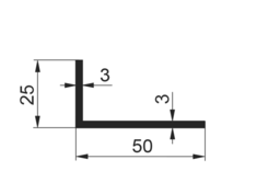 L 50x25x3mm AlMgSi0.5