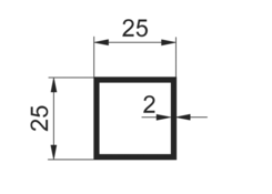 Tr. štvor. 25x25x2mm